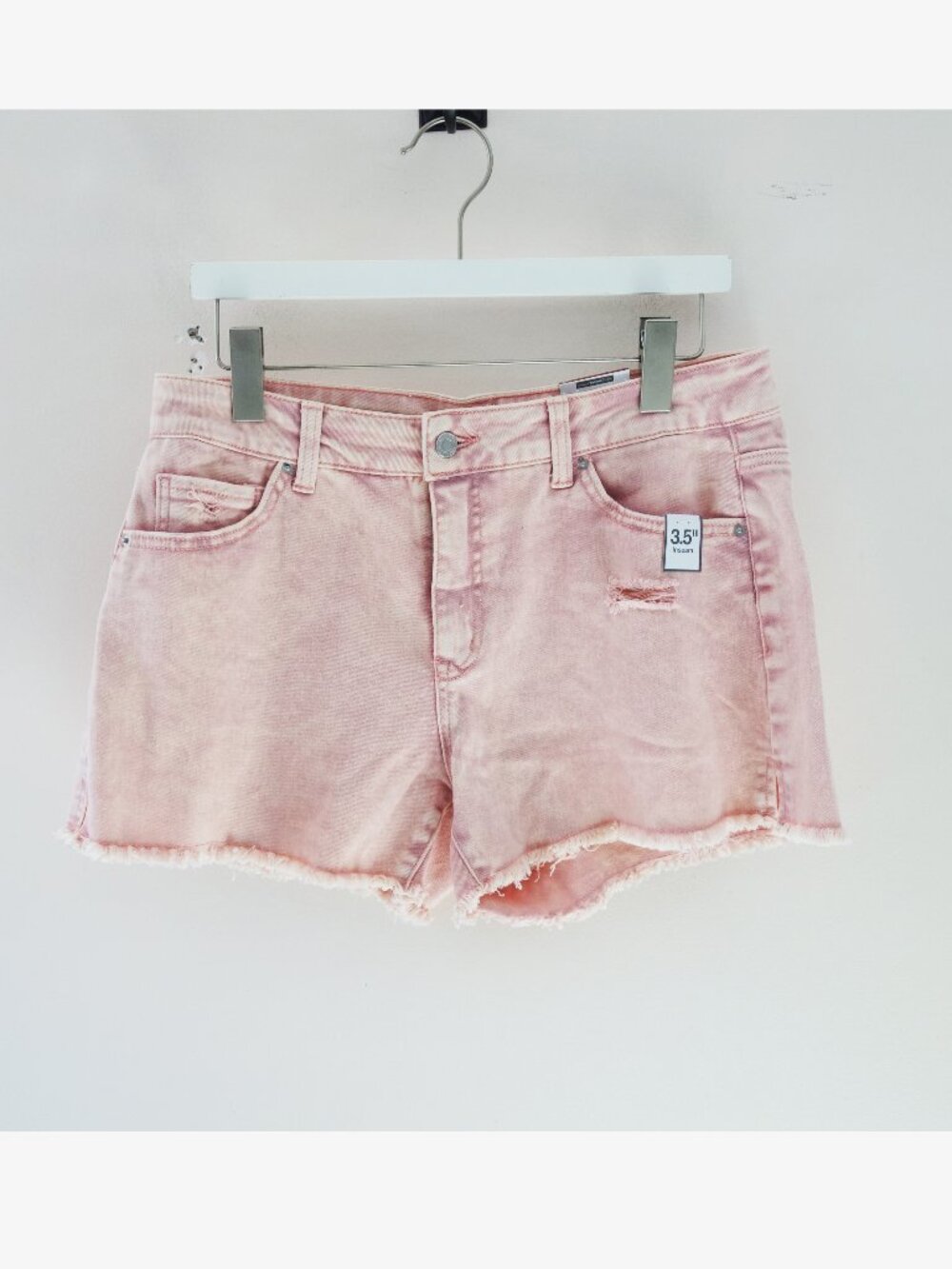 Time and Tru High-Rise Fray Denim Shorts Pink Size 10 - 3.5" Inseam NWT!